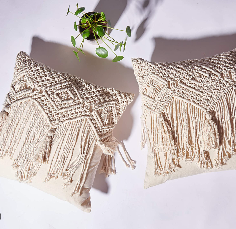 Handmade Cushion Covers | Macrame Cotton Throw Pillow Covers for Sofa & Bed