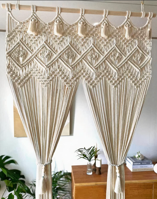 Boho Luxe Macrame Curtain – 4 x 8 ft