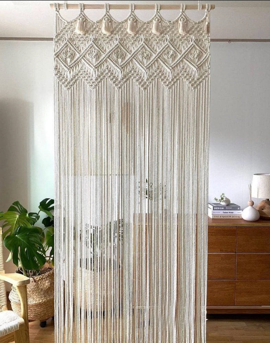 Macrame Elegance Curtain –  3.5 x 7 ft
