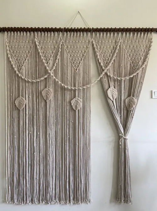 Artisan Macrame Curtain - 5 x 7 feet