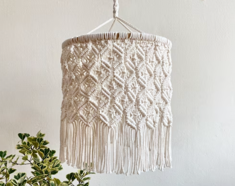 Handmade Boho Hanging Lamp | Macrame Ceiling Light for Ambient Decor