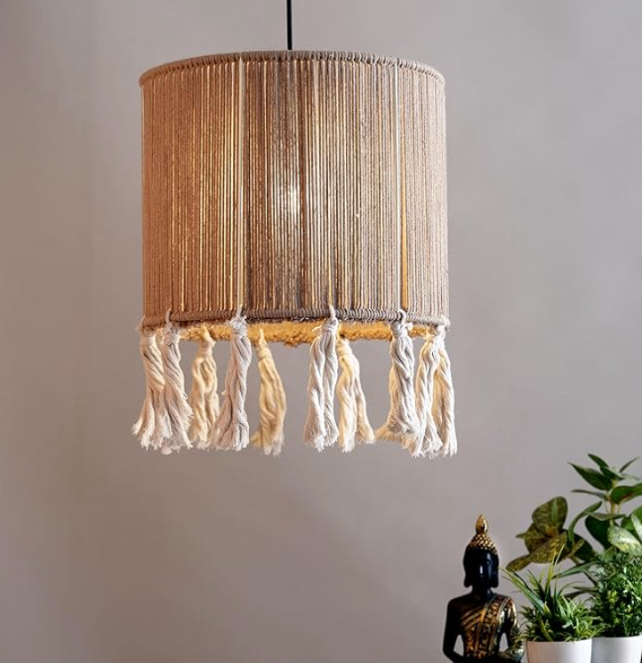 Handmade Hanging Lamp | Boho Macrame Ceiling Light for Home Décor