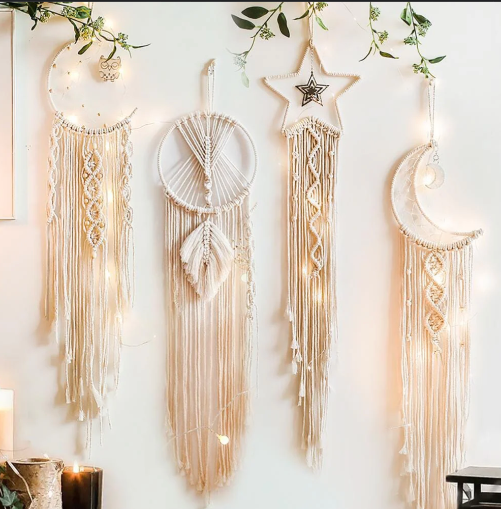 Handmade Dream Catcher Set of 4 | Boho Wall Hanging Décor for Positive Vibes