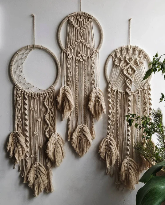 Handmade Dream Catcher Set of 3 | Boho Macrame Wall Hanging Décor for Home & Bedroom