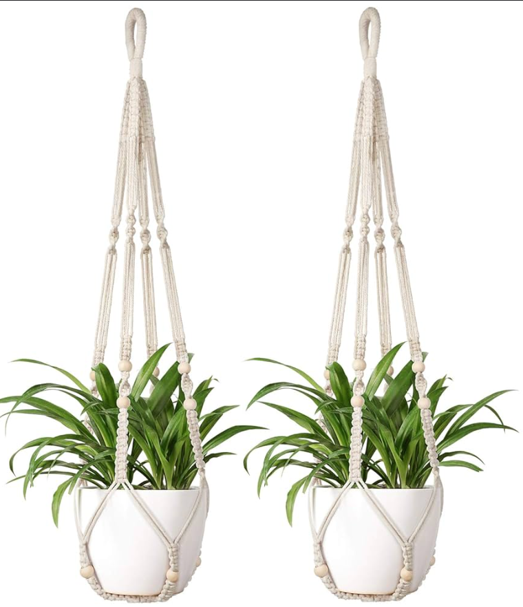 Handmade Plant Hanger | Macrame Hanging Planter for Indoor & Outdoor Use (Set of 2)
