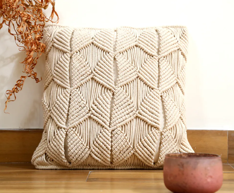 Handmade Cushion Covers | Boho Macrame Cotton Pillow Covers for Sofa & Bed