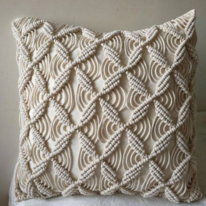 Handmade Cushion Covers | Macrame Cotton Throw Pillow Covers for Sofa & Bed