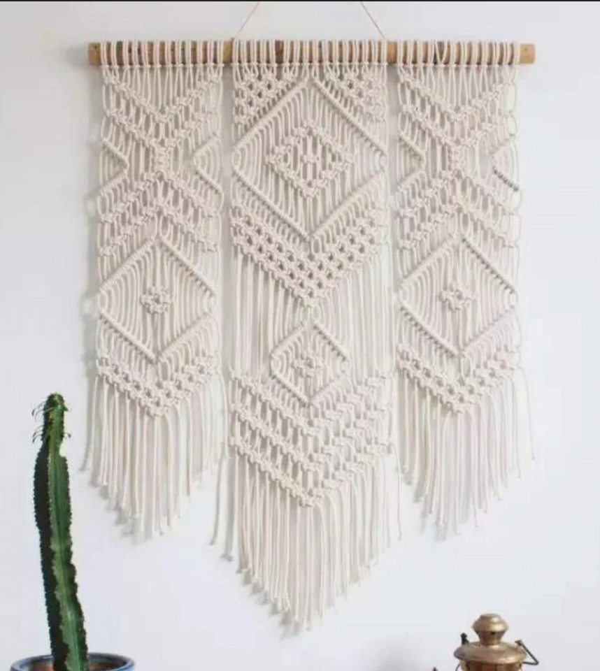 GoldenWeave – Handmade Wall Hanging
