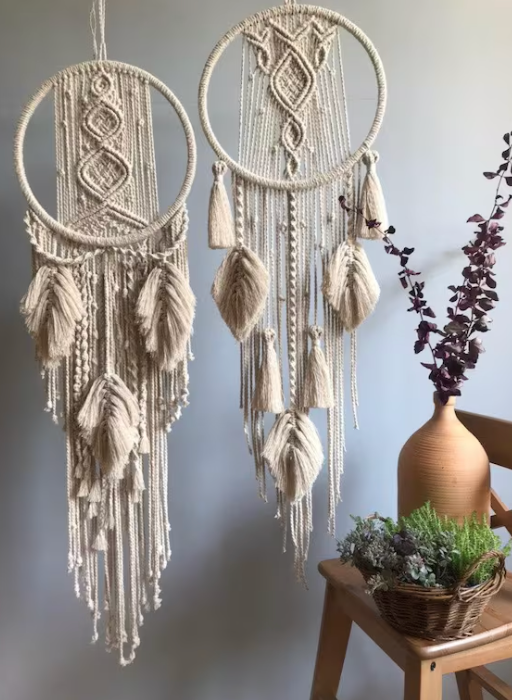 Handmade Dream Catcher Set | Boho Wall Hanging Duo for Positive Vibes & Decor