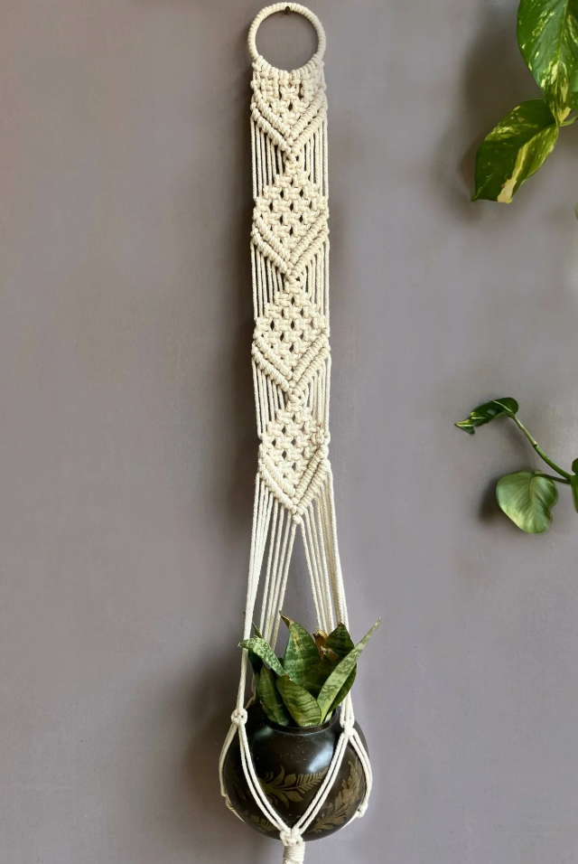 Handmade Plant Hanger | Macrame Hanging Planter for Indoor & Outdoor Use