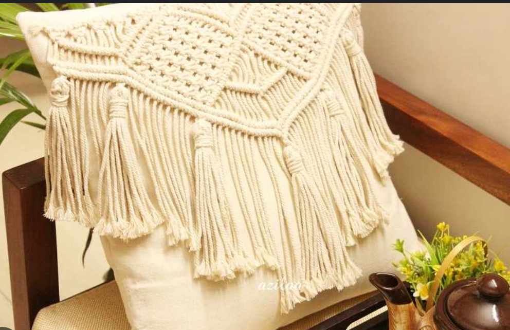 Handmade Cushion Covers | Macrame Cotton Throw Pillow Covers for Sofa & Bed