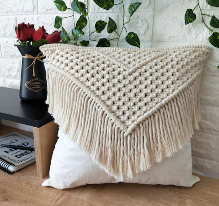 Handmade Cushion Covers | Macrame Cotton Throw Pillow Covers for Sofa & Bed