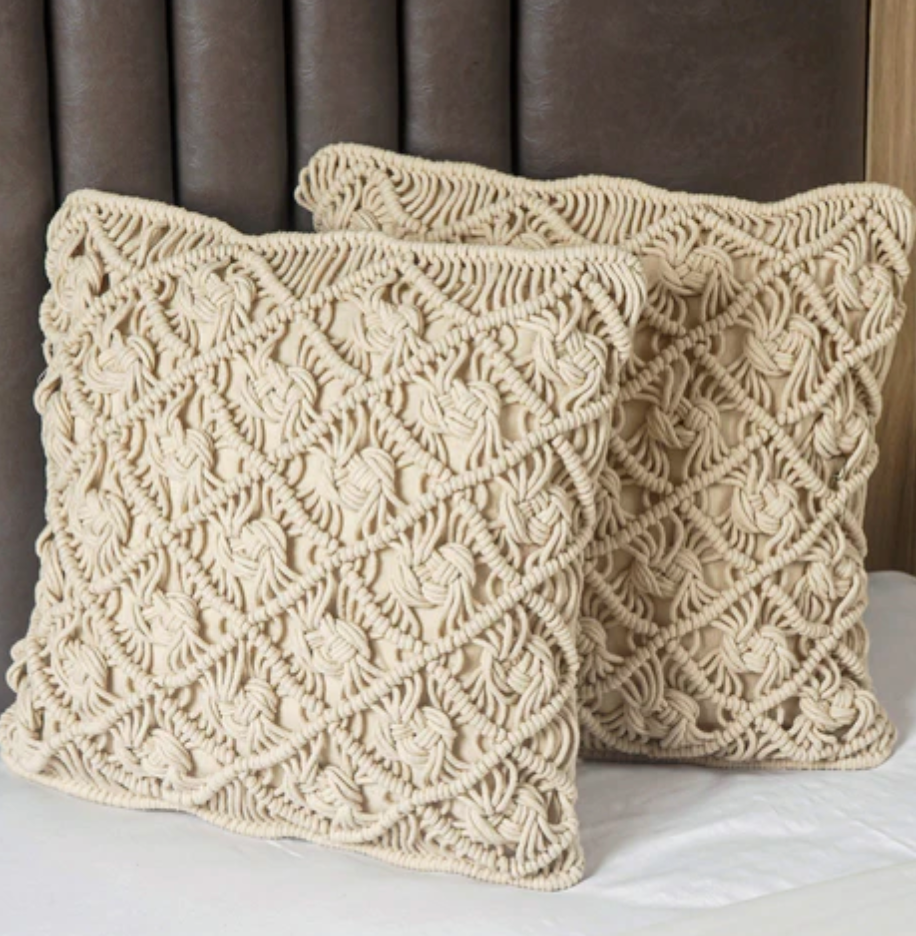 Handmade Cushion Covers | Macrame Cotton Decorative Covers for Sofa & Bed