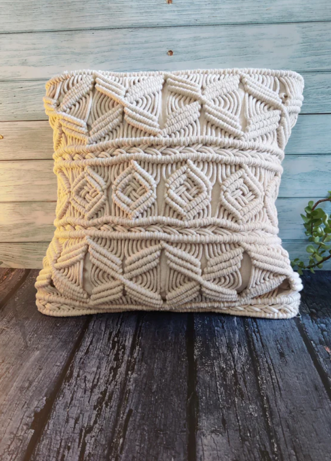 Handmade Cushion Covers | Macrame Cotton Throw Pillow Covers for Sofa & Bed